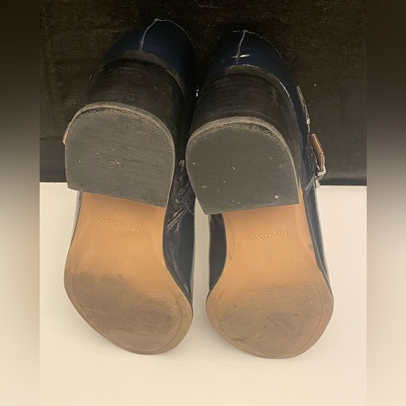 FRANCO SARTO BLACK RAINA, PATENT LEATHER, BLOCK HEEL BOOTIES SIZE 9.5 W - Picture 8 of 11